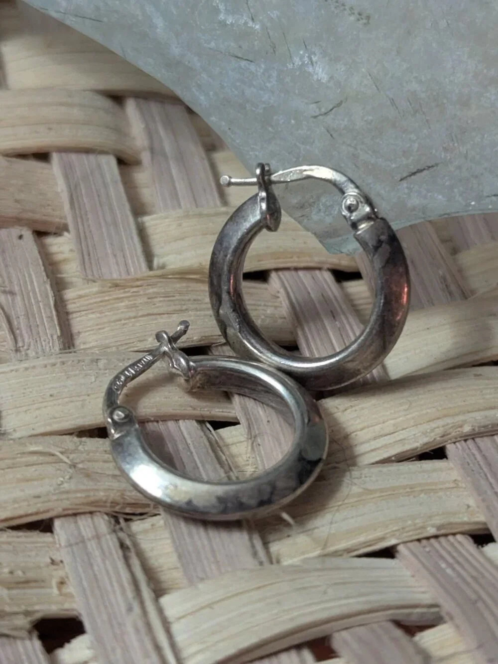 0.75”, vintage Italian sterling silver 925 bold hoops circle handmade earrings